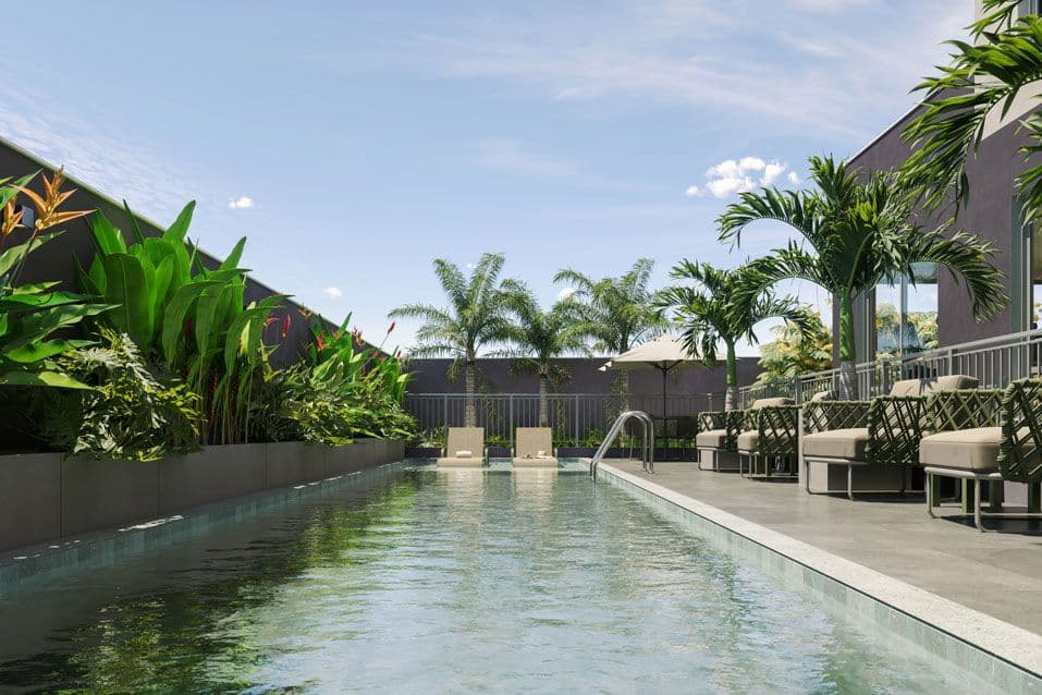 Perspectiva da piscina do Today Paraiso