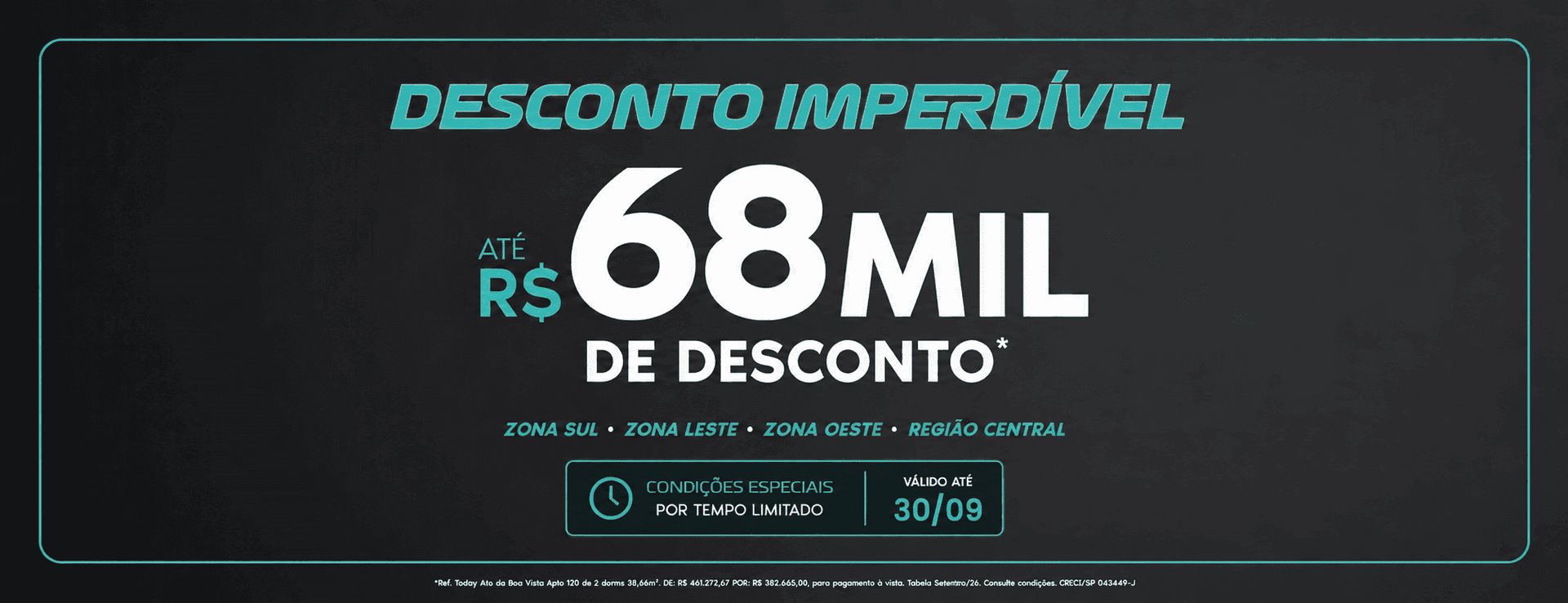 Banner Promoção Canopus Apartamentos com desconto Set26